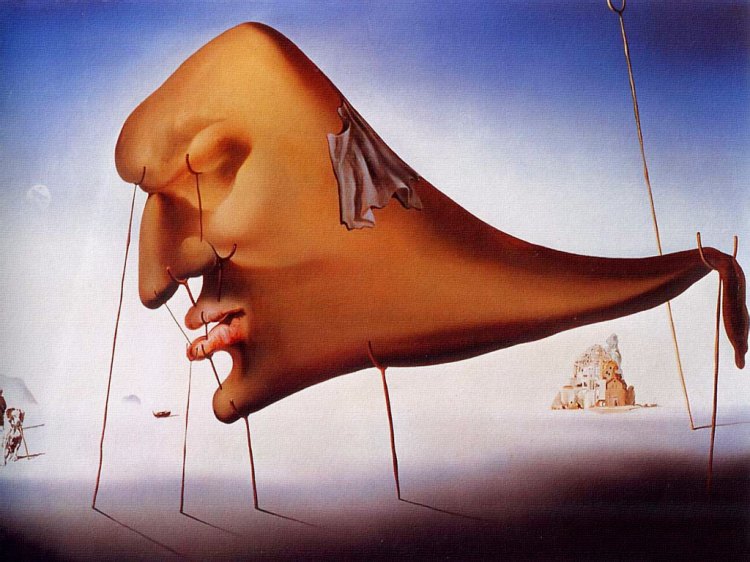 Salvador Dali, Sleep, 1937, oil on canvas, Museum Boijmans Van Beuningen, Rotterdam. Dali stated ‘I have often imagined the monster of sleep as a heavy, giant head with a tapering body held up by the crutches of reality.’ 